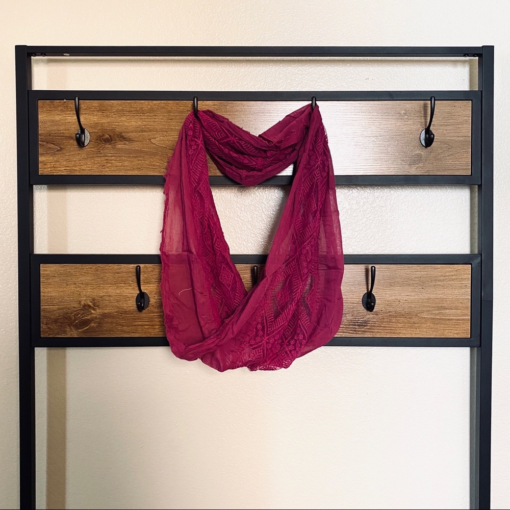 Pink Circle Scarf with Lace Detail